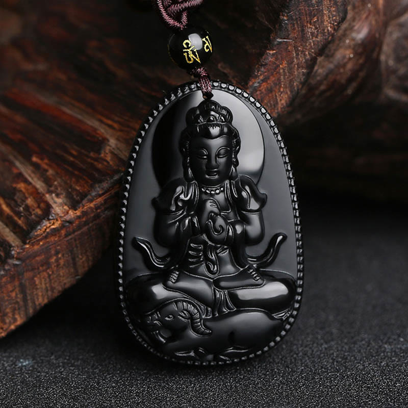 KarmaRipple's Chinese Zodiac Natal Buddha Authentic Black Obsidian Purification Pendant Necklace p33