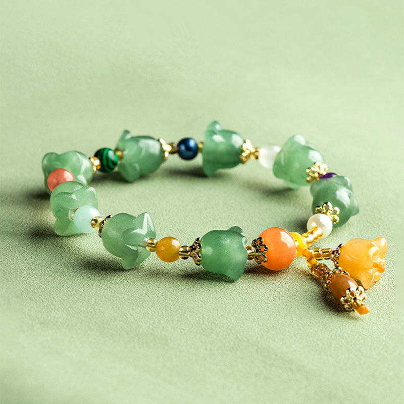 KarmaRipple's Green Aventurine Magnolia Flower Fortune Bracelet p5