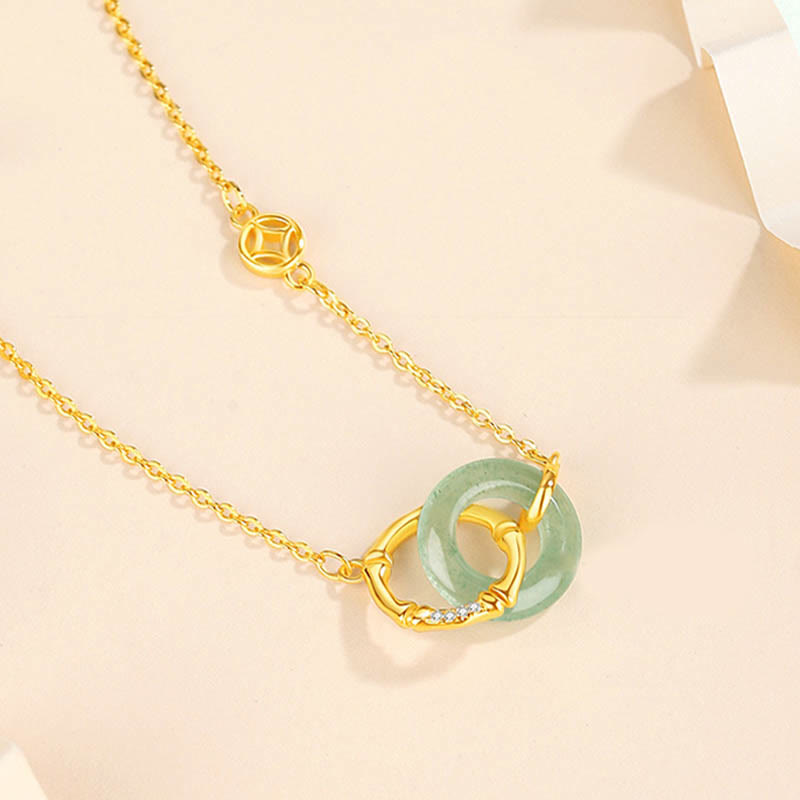 KarmaRipple's 925 Sterling Silver Authentic Green Aventurine Peace Buckle Bamboo Coin Prosperity Pendant Necklace p3