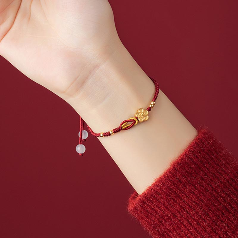 KarmaRipple's Handmade 925 Sterling Silver Cherry Blossoms Sakura Chalcedony Fortune Bracelet p9