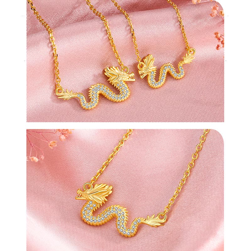 KarmaRipple's 925 Sterling Silver Year Of The Dragon Auspicious Golden Dragon Fortune Chain Pendant Necklace p11