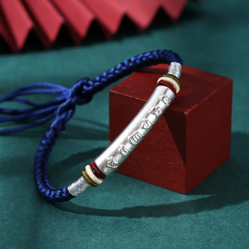 KarmaRipple's 999 Sterling Silver Om Mani Padme Hum Protection Strength String Bracelet p32