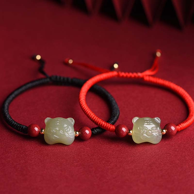 KarmaRipple's Jade Cinnabar Fortunate Tiger String Bracelet p3