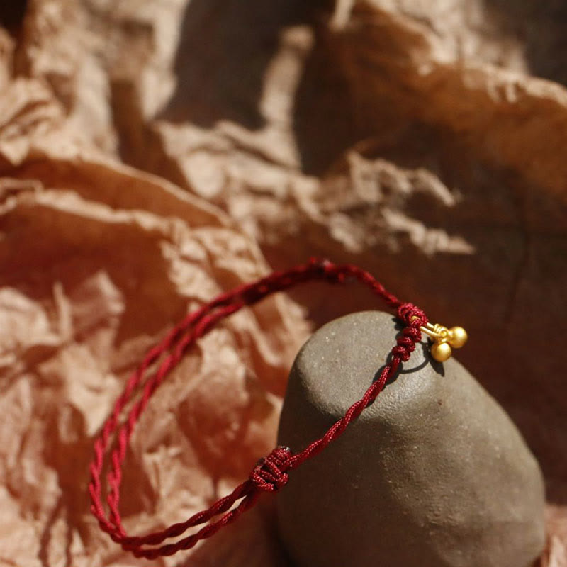 KarmaRipple's 925 Sterling Silver Gold Plated Fortune Red String Bracelet p11