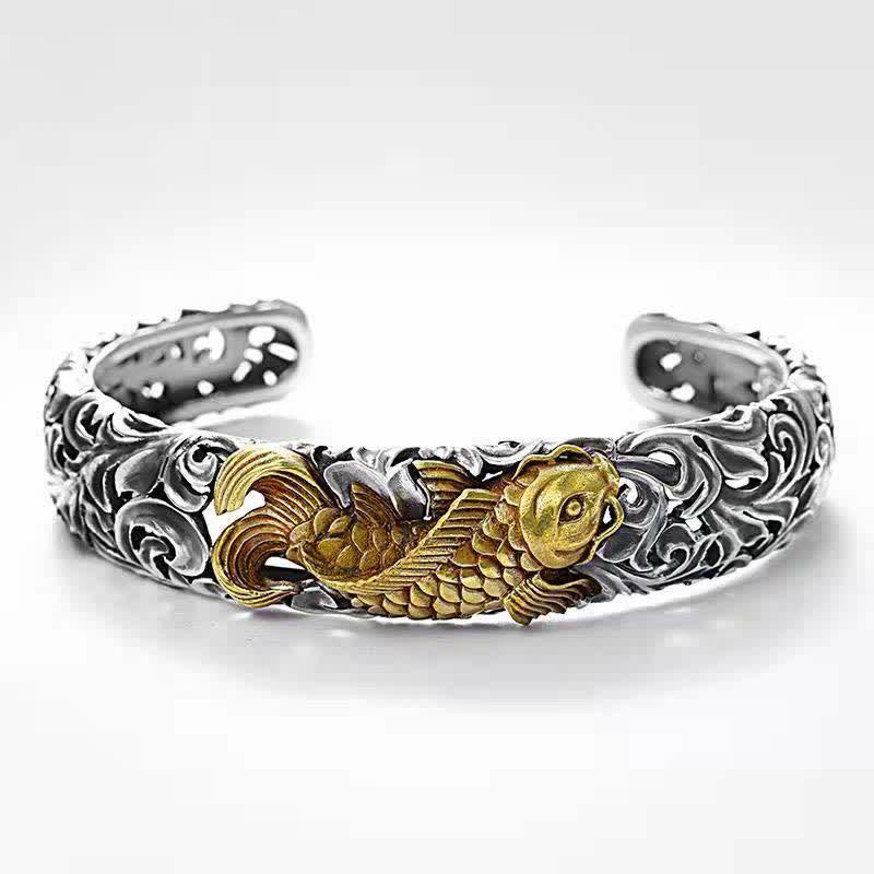 KarmaRipple's Koi Fish Grass Pattern Prosperity Wealth Bracelet Bangle p7