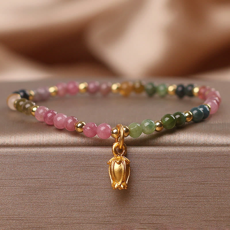 KarmaRipple's Colorful Tourmaline Flowers Positive Bracelet p2