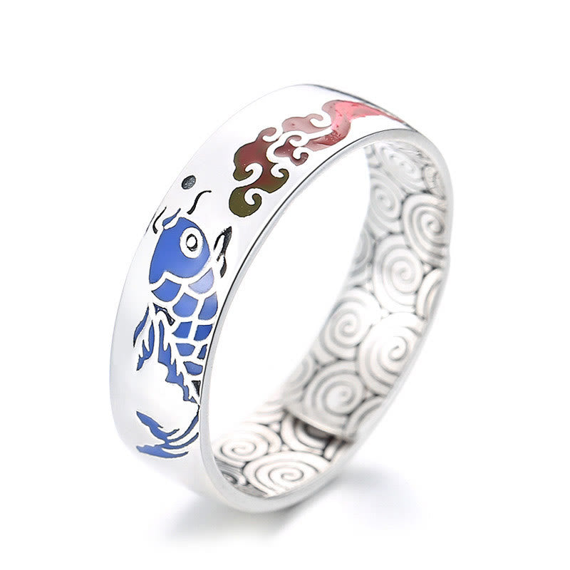 KarmaRipple's 925 Sterling Silver Fortunate Koi Fish Auspicious Clouds Wealth Ring p14
