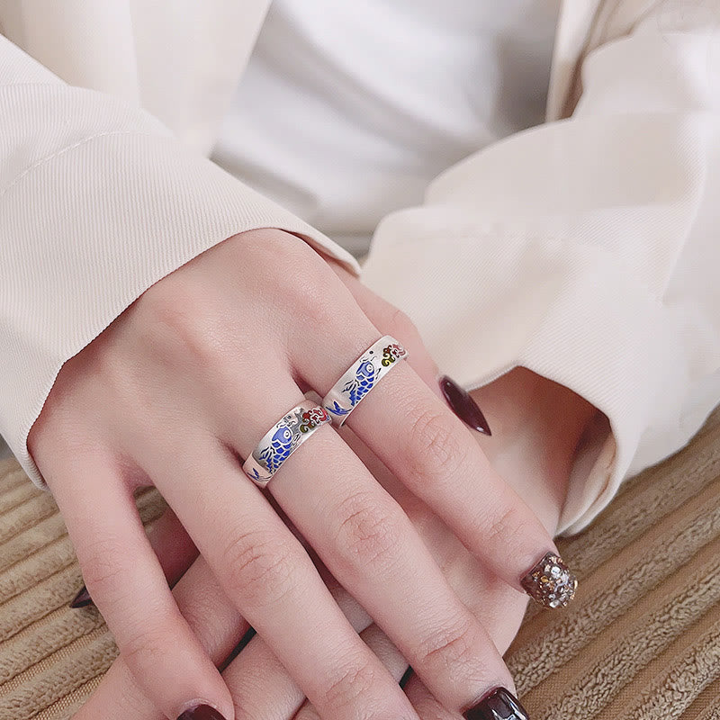 KarmaRipple's 925 Sterling Silver Fortunate Koi Fish Auspicious Clouds Wealth Ring p11