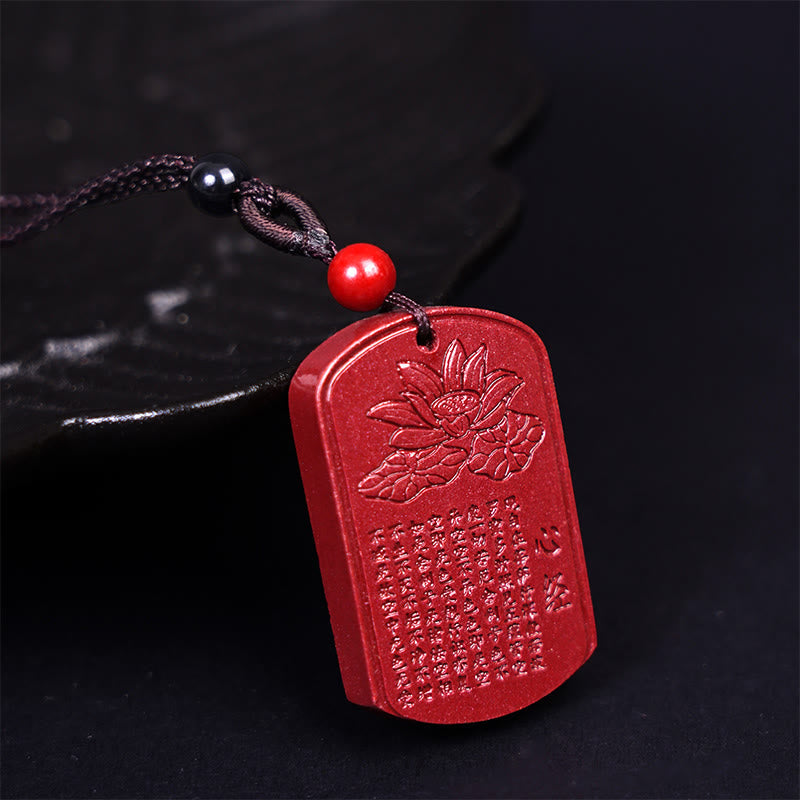 KarmaRipple's Cinnabar Lotus Heart Sutra Engraved Blessing Rope Pendant Necklace p19