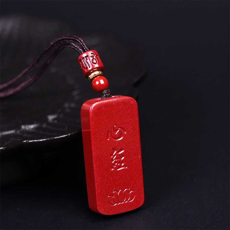 KarmaRipple's Cinnabar Lotus Heart Sutra Engraved Blessing Rope Pendant Necklace p2