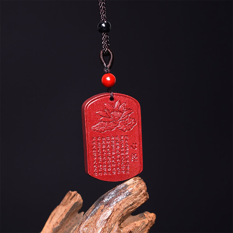 KarmaRipple's Cinnabar Lotus Heart Sutra Engraved Blessing Rope Pendant Necklace p3