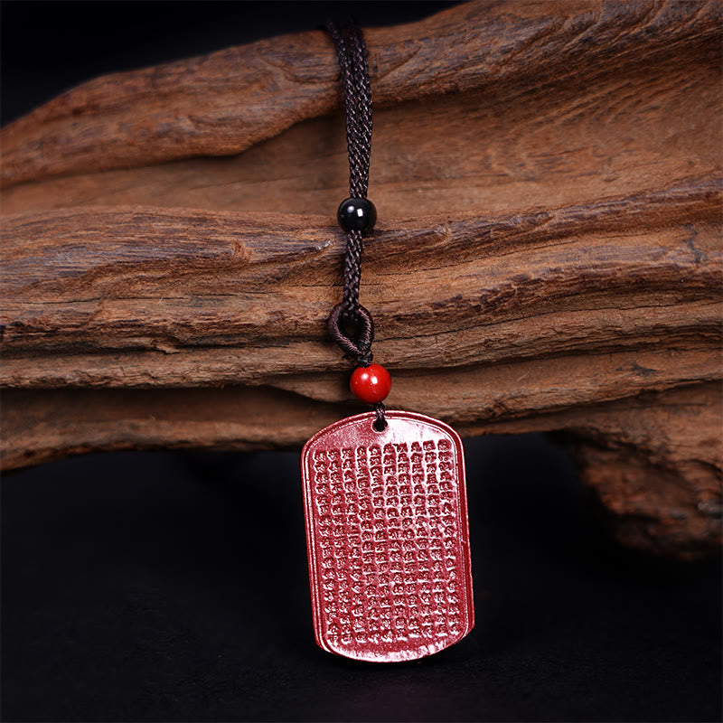 KarmaRipple's Cinnabar Lotus Heart Sutra Engraved Blessing Rope Pendant Necklace p5