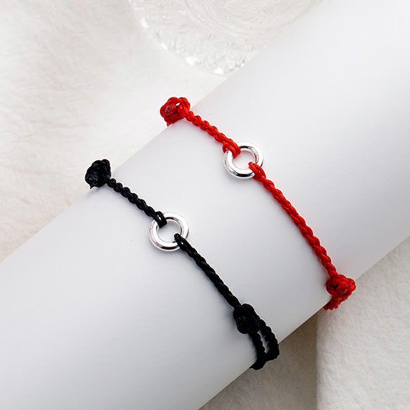 KarmaRipple's 925 Sterling Silver Peace Buckle Fortune String Braid Rope Anklet p15