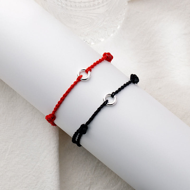 KarmaRipple's 925 Sterling Silver Peace Buckle Fortune String Braid Rope Anklet p16