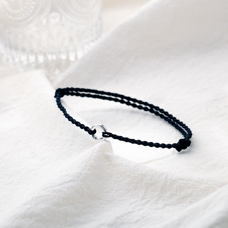 KarmaRipple's 925 Sterling Silver Peace Buckle Fortune String Braid Rope Anklet p13