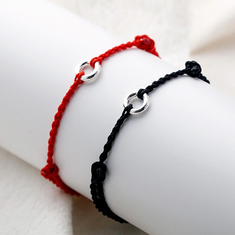 KarmaRipple's 925 Sterling Silver Peace Buckle Fortune String Braid Rope Anklet p4