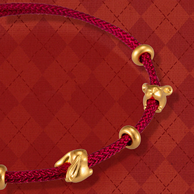 KarmaRipple's 999 Gold Small Fortunate Rabbit Osmanthus Design Handmade Luck?Braided Rope Bracelet p30