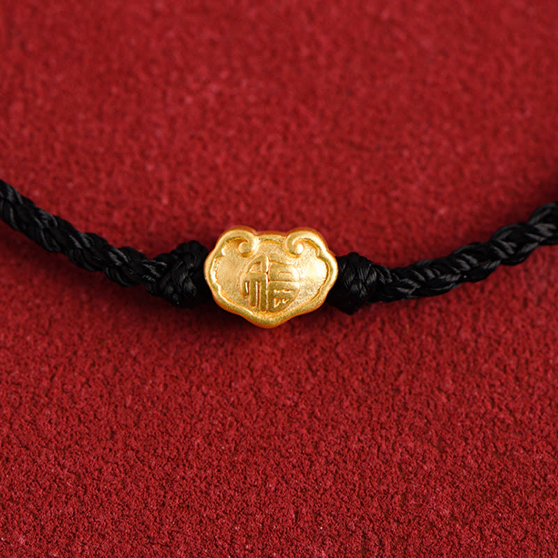 KarmaRipple's 999 Gold Chinese Lock Talisman Fu Character Protection Handmade Rope Bracelet p20