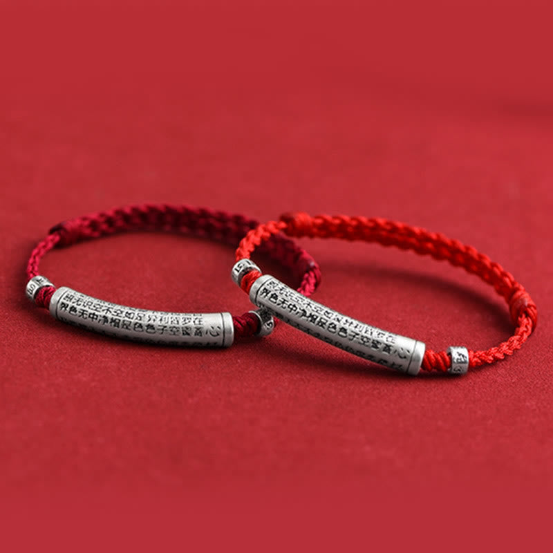 KarmaRipple's Handmade 999 Sterling Silver Om Mani Padme Hum Heart Sutra Carved Fortune Rope Bracelet Anklet p20