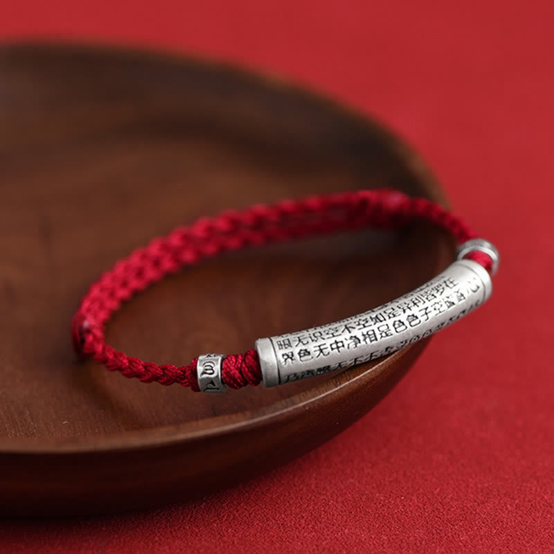 KarmaRipple's Handmade 999 Sterling Silver Om Mani Padme Hum Heart Sutra Carved Fortune Rope Bracelet Anklet p14