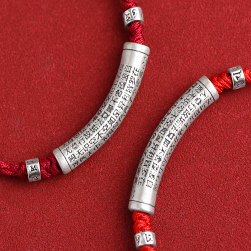 KarmaRipple's Handmade 999 Sterling Silver Om Mani Padme Hum Heart Sutra Carved Fortune Rope Bracelet Anklet p19