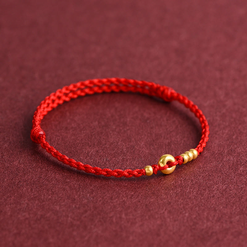 KarmaRipple's 999 Gold Small Peace Buckle Design Handmade Luck?Braided Rope Bracelet Anklet p14