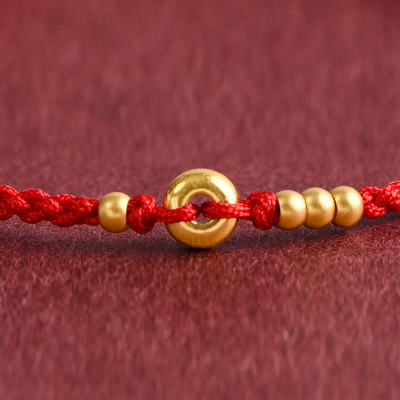 KarmaRipple's 999 Gold Small Peace Buckle Design Handmade Luck?Braided Rope Bracelet Anklet p12