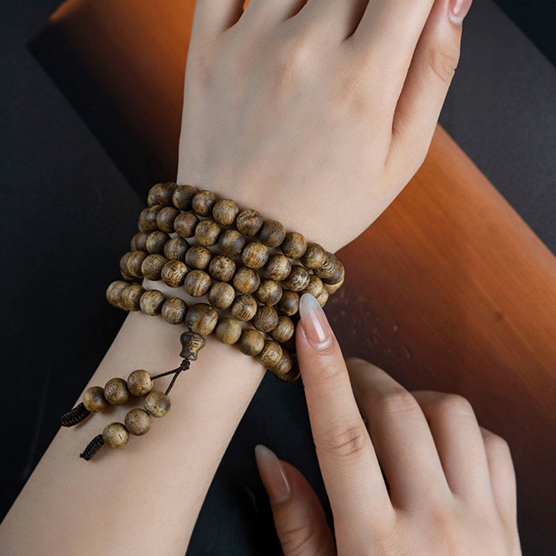 KarmaRipple's 108 Mala Beadwork Hainan Ivory Qinan Agarwood Calm Strength Bracelet p17