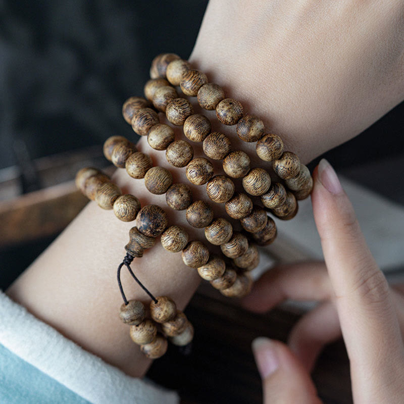 KarmaRipple's 108 Mala Beadwork Hainan Ivory Qinan Agarwood Calm Strength Bracelet p14