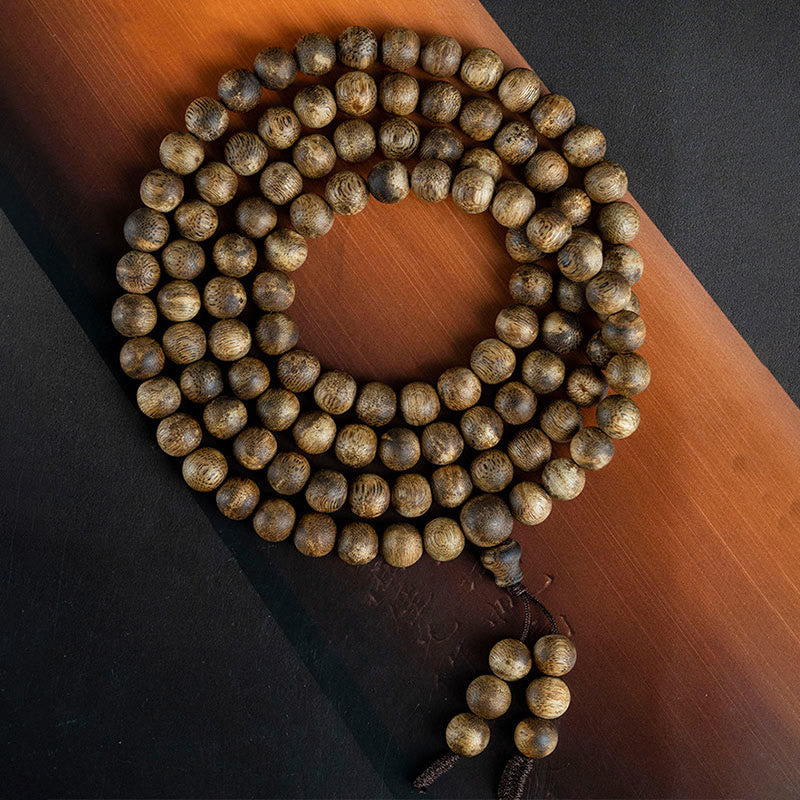 KarmaRipple's 108 Mala Beadwork Hainan Ivory Qinan Agarwood Calm Strength Bracelet p15
