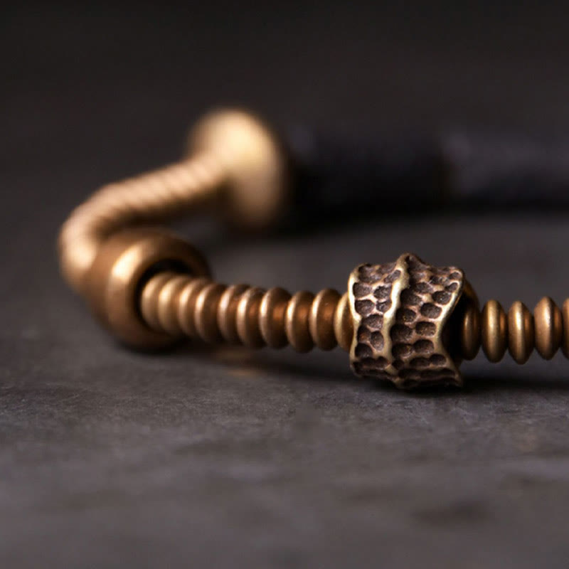 KarmaRipple's Fortune Wealth Black Lava Rock Beadwork Bronze Bracelet p2