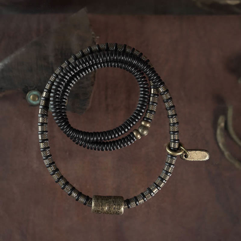 KarmaRipple's Balancing Tibetan Ebony Wood Beadwork Bronze Multilayered Bracelet p10