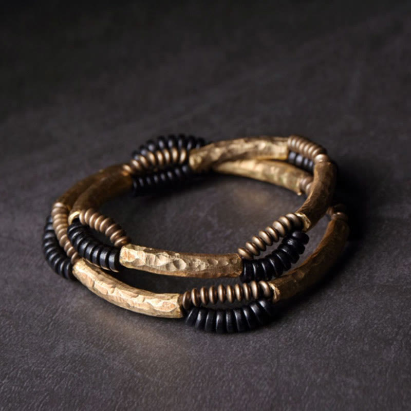 KarmaRipple's Vintage Ebony Wood Bronze Fortune Wealth Handmade Bracelet p4