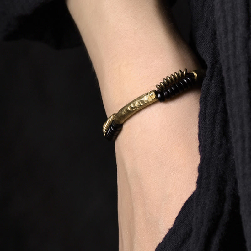 KarmaRipple's Vintage Ebony Wood Bronze Fortune Wealth Handmade Bracelet p5