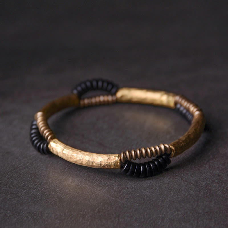 KarmaRipple's Vintage Ebony Wood Bronze Fortune Wealth Handmade Bracelet p13