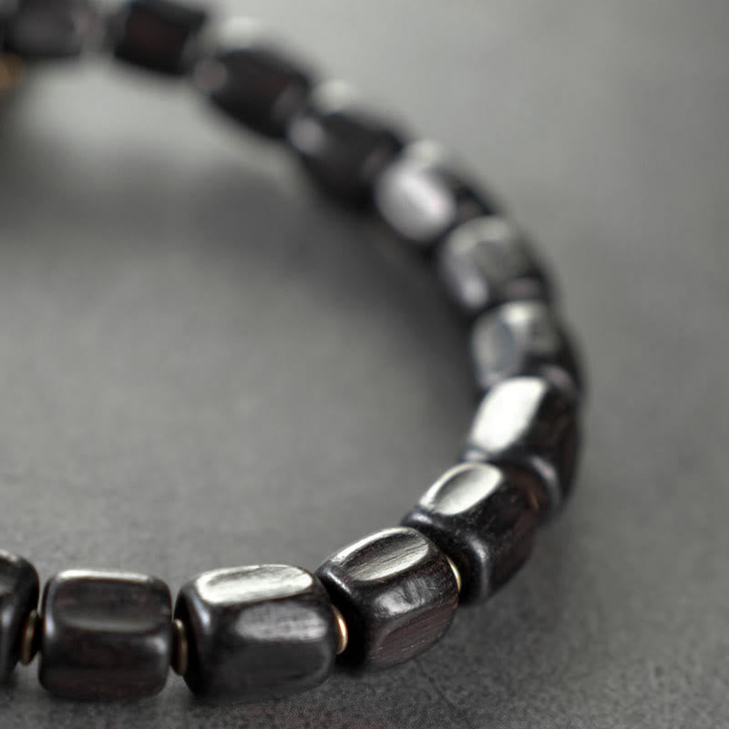 KarmaRipple's Vintage Peace Tibetan Ebony Wood Beadwork Bronze Multilayered Balancing Bracelet p2