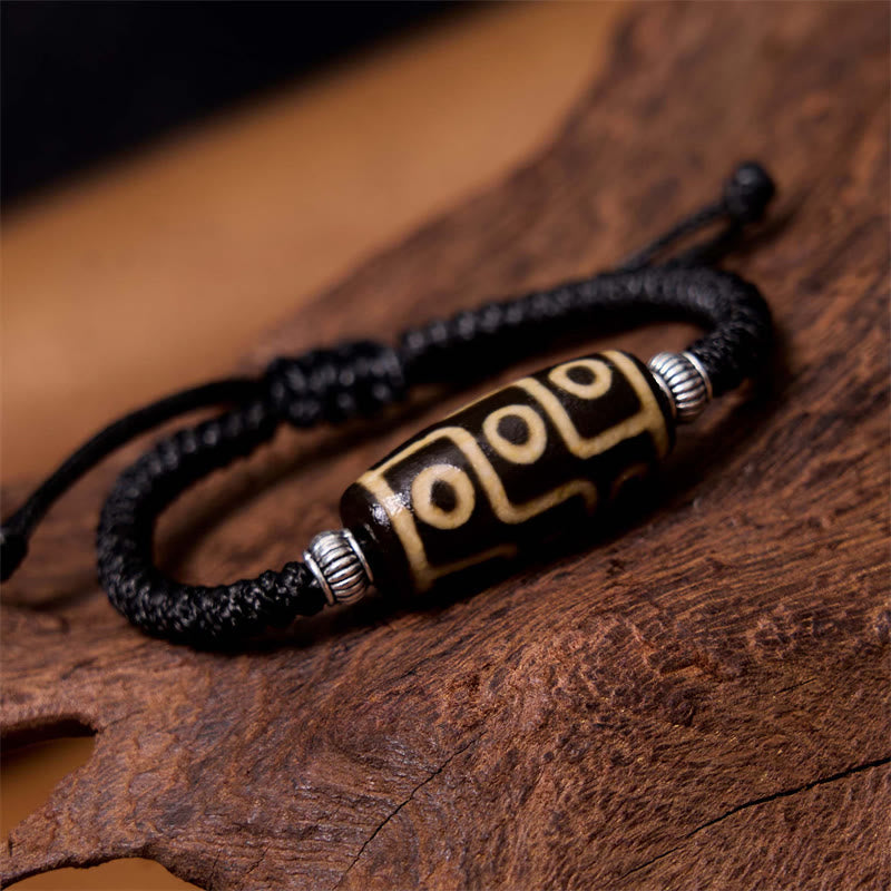 KarmaRipple's Tibetan Nine-Eye Dzi Bead Three-eyed Dzi Bead Wealth Protection Rope Bracelet p7