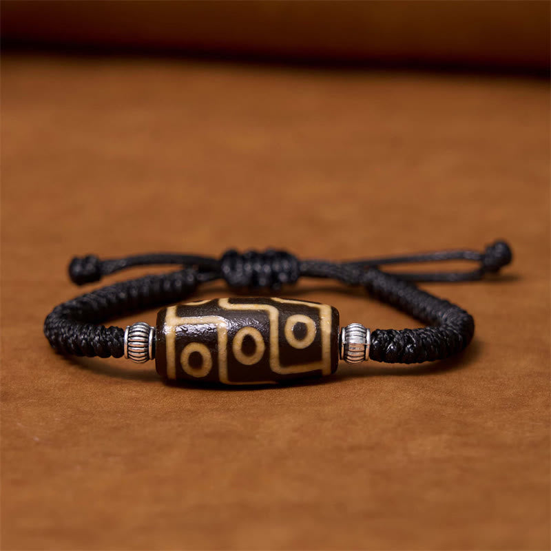 KarmaRipple's Tibetan Nine-Eye Dzi Bead Three-eyed Dzi Bead Wealth Protection Rope Bracelet p34