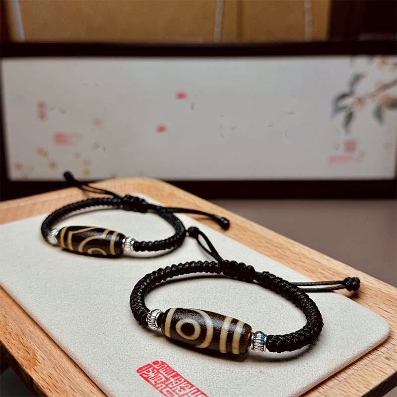 KarmaRipple's Tibetan Nine-Eye Dzi Bead Three-eyed Dzi Bead Wealth Protection Rope Bracelet p19