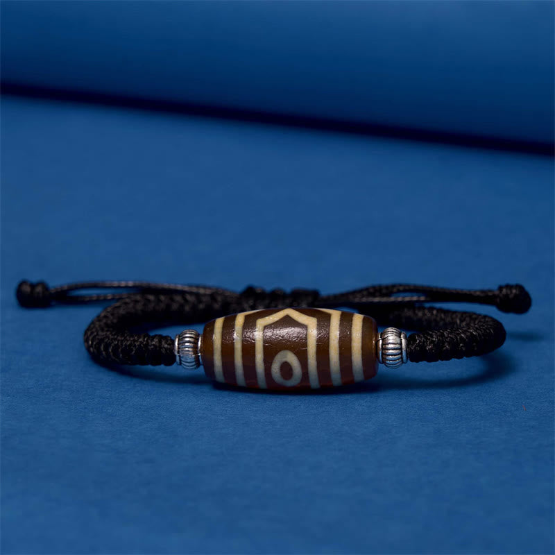 KarmaRipple's Tibetan Nine-Eye Dzi Bead Three-eyed Dzi Bead Wealth Protection Rope Bracelet p22
