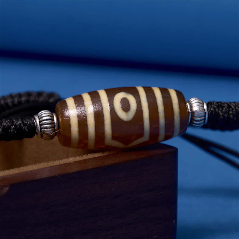 KarmaRipple's Tibetan Nine-Eye Dzi Bead Three-eyed Dzi Bead Wealth Protection Rope Bracelet p23
