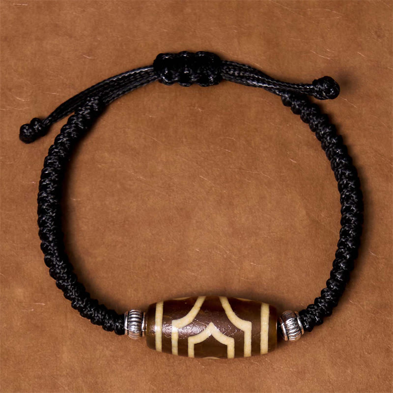 KarmaRipple's Tibetan Nine-Eye Dzi Bead Three-eyed Dzi Bead Wealth Protection Rope Bracelet p20