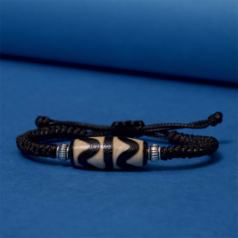 KarmaRipple's Tibetan Nine-Eye Dzi Bead Three-eyed Dzi Bead Wealth Protection Rope Bracelet p33