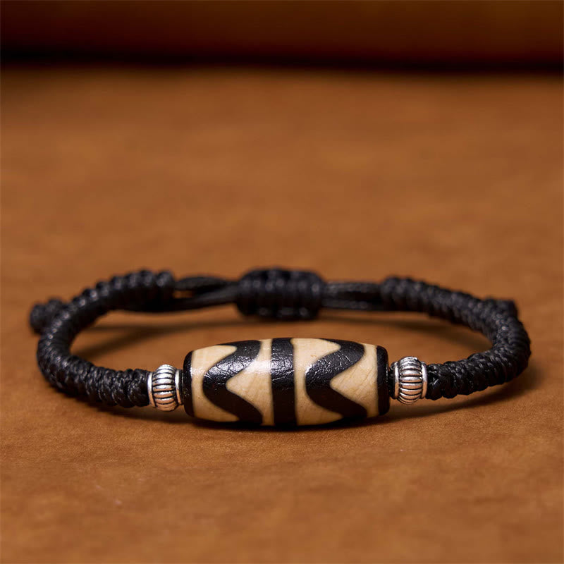 KarmaRipple's Tibetan Nine-Eye Dzi Bead Three-eyed Dzi Bead Wealth Protection Rope Bracelet p39