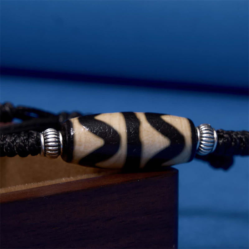 KarmaRipple's Tibetan Nine-Eye Dzi Bead Three-eyed Dzi Bead Wealth Protection Rope Bracelet p32