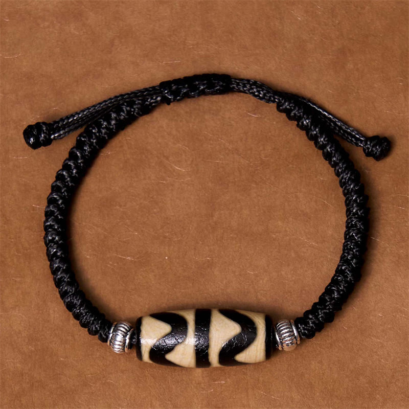 KarmaRipple's Tibetan Nine-Eye Dzi Bead Three-eyed Dzi Bead Wealth Protection Rope Bracelet p31