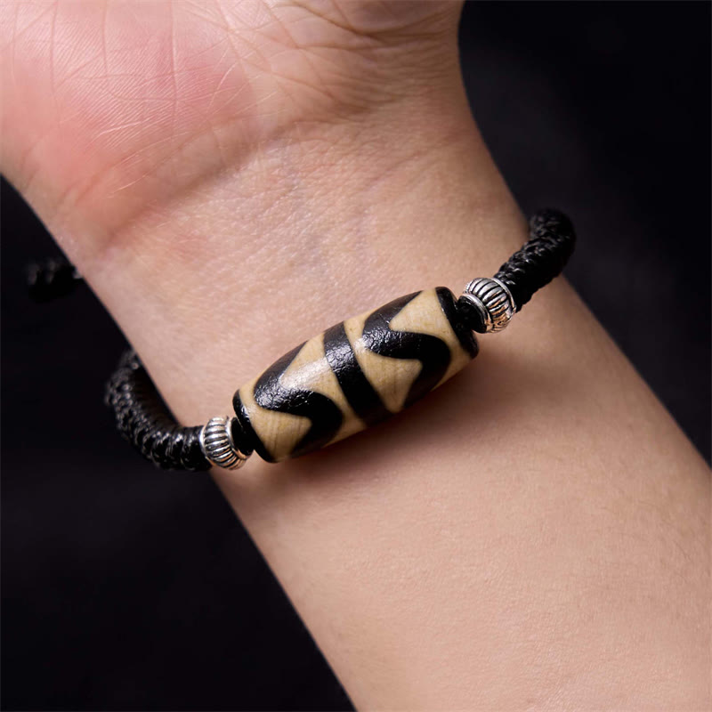 KarmaRipple's Tibetan Nine-Eye Dzi Bead Three-eyed Dzi Bead Wealth Protection Rope Bracelet p30