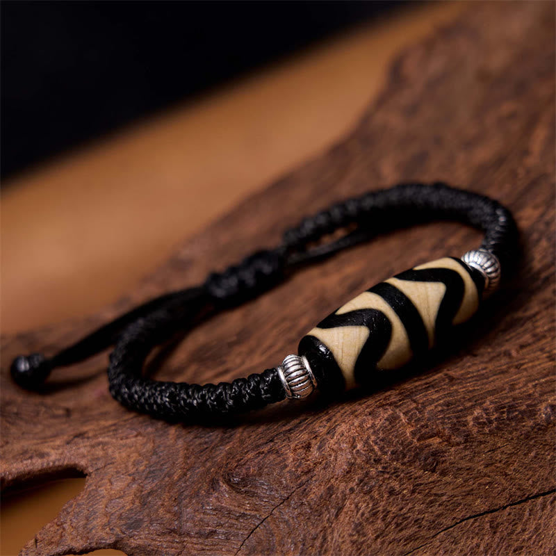KarmaRipple's Tibetan Nine-Eye Dzi Bead Three-eyed Dzi Bead Wealth Protection Rope Bracelet p29