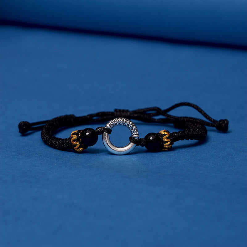 KarmaRipple's 925 Sterling Silver Plated Bronze Peace Buckle Protection Woven String Bracelet p15