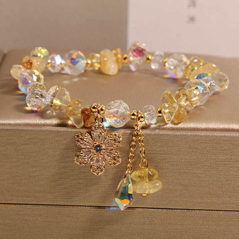 KarmaRipple's Amethyst Citrine Ivory Gemstone Zircon Flower Spiritual Balancing Bracelet p2